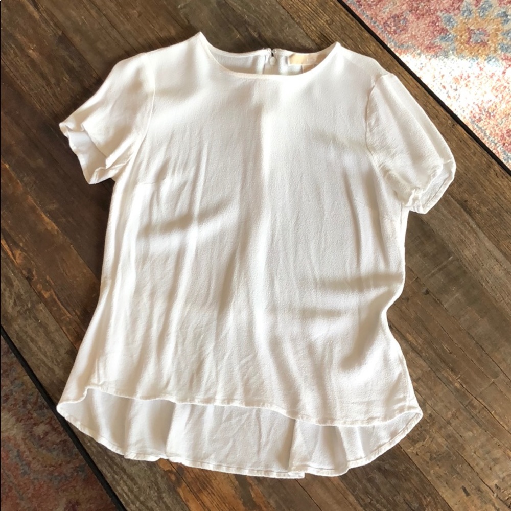 Michael Kors Hi-Lo Peplum Back Cream Blouse
